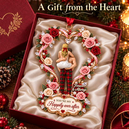 2026 “Happily Ever After” Couples Christmas Ornament –  Rose Heart Keepsake Gift