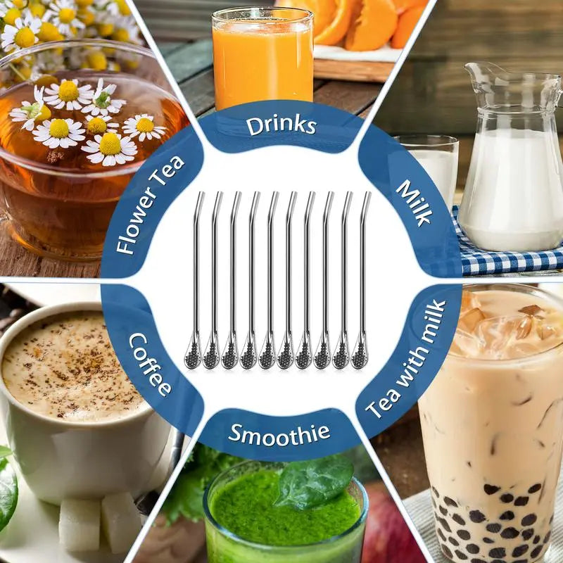 3-Count Stainless Steel Straw-Spoon, Multifunctional Filtered Strainer Scoop for Yerba Mate Tea, Fruit, Beverage, Coffee🥤 - image 9