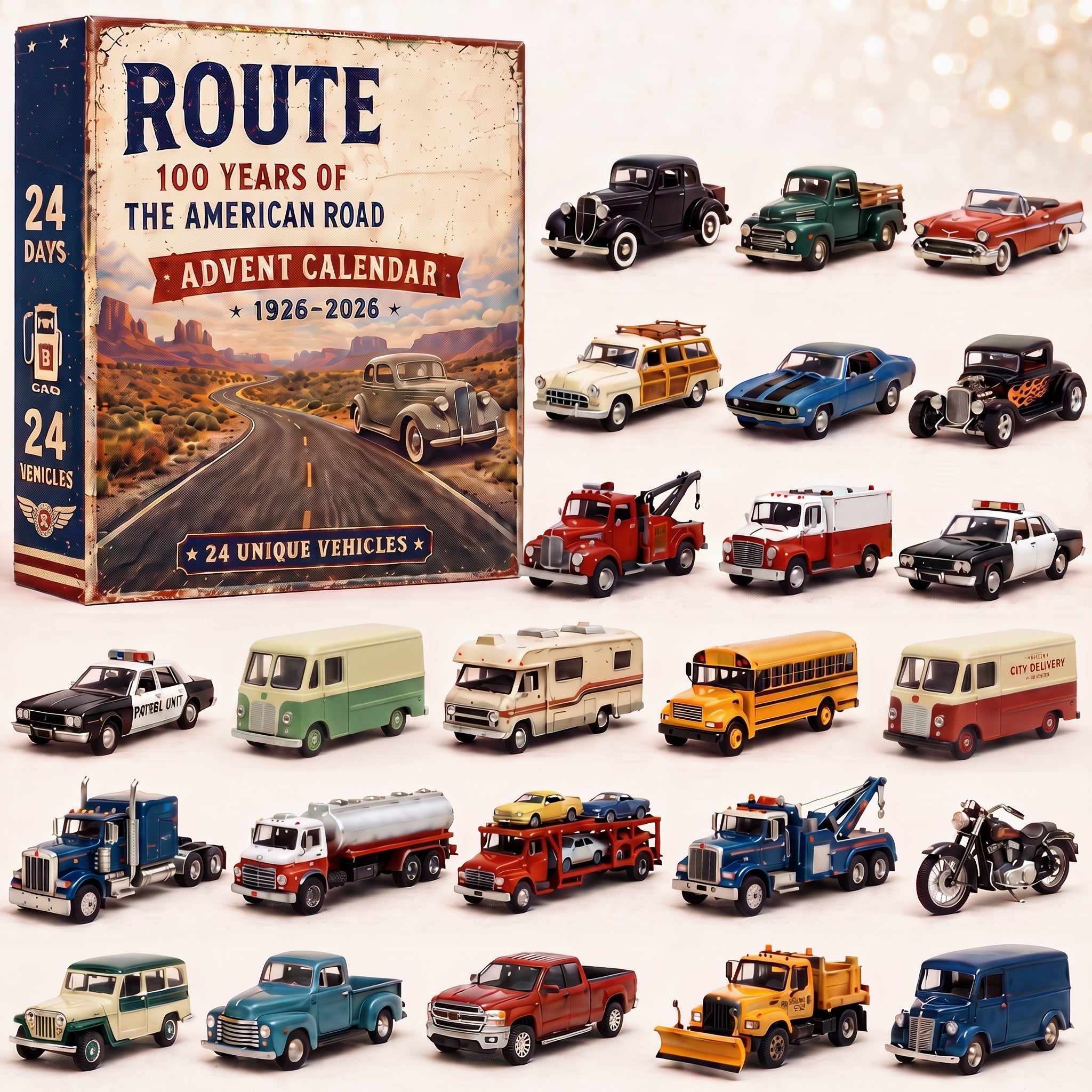 Route 66 Centennial Advent Calendar– 24 Days of American Road Legends🛣️ | 1926–2026 Collector’s Edition