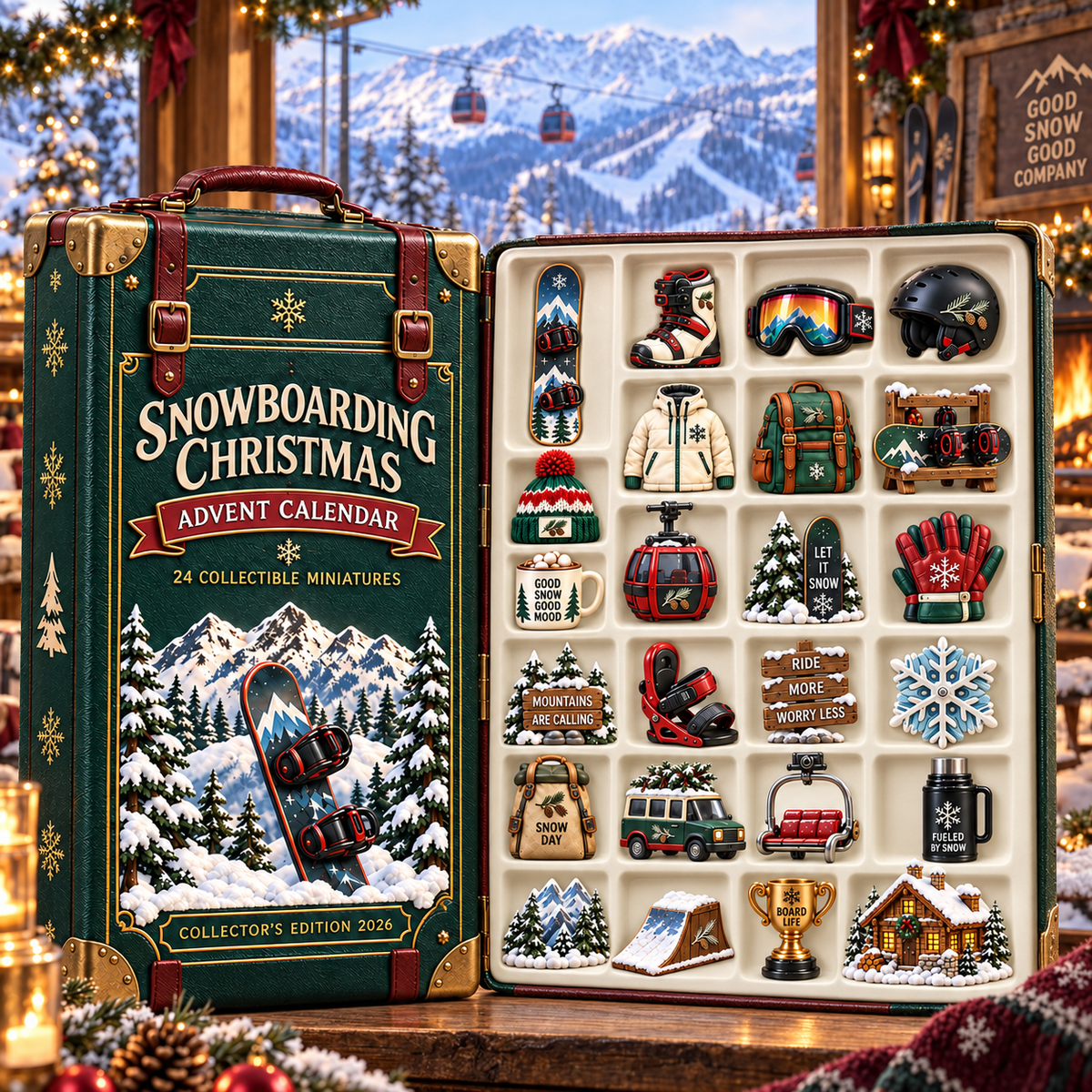 2026 Snowboarding Christmas Advent Calendar – 24 Unique Collectible Miniatures for Snowboard Lovers & Mountain Adventures