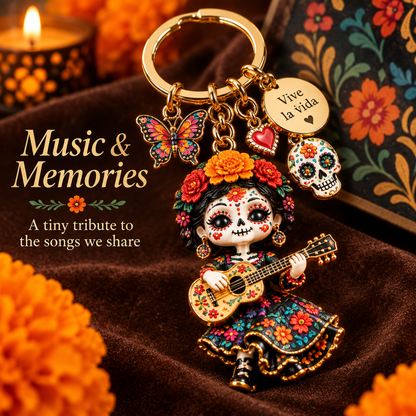 2026 Día de Muertos Keepsake Keychains – 4 Colorful Designs with Remembrance Cards