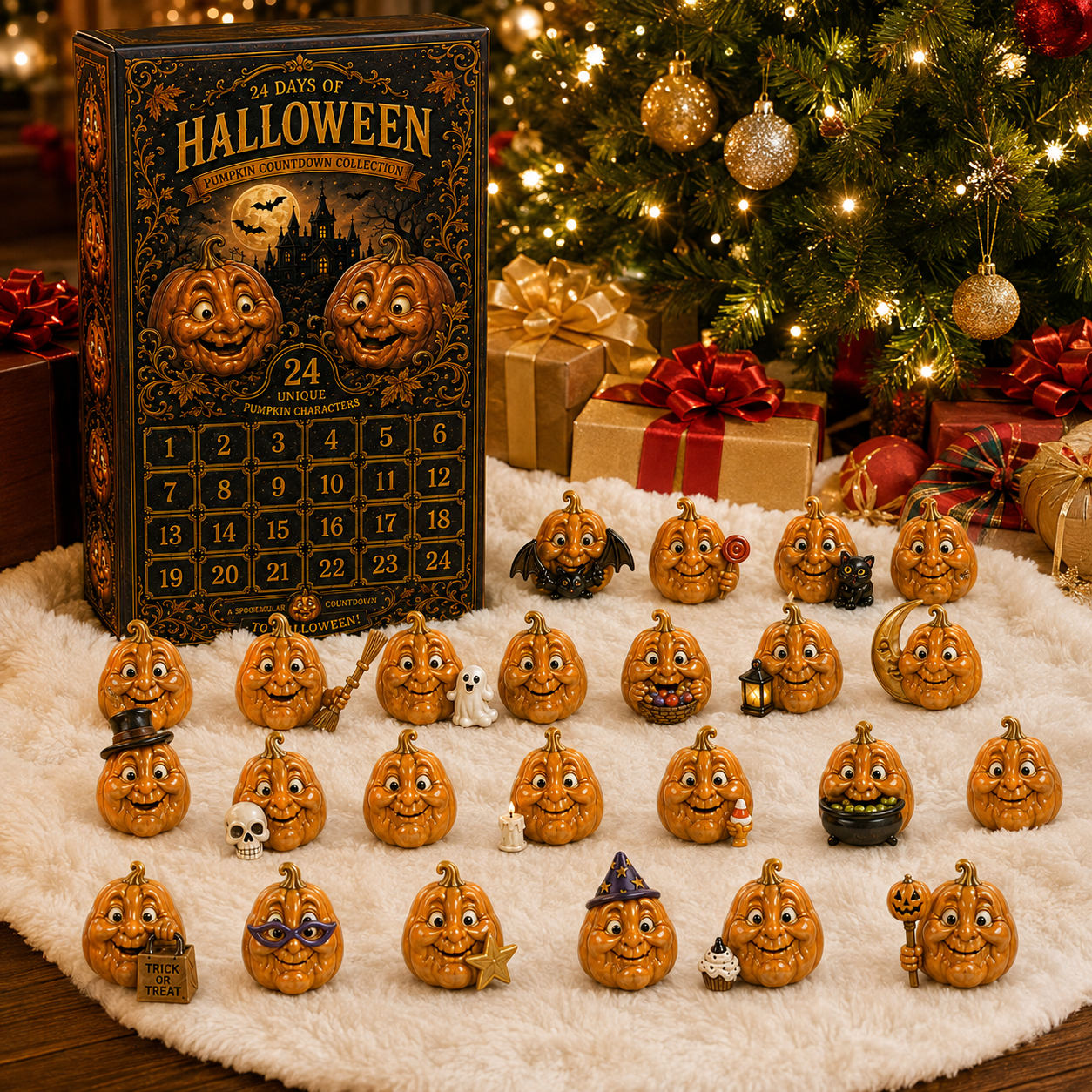 ✨24-Day Christmas Countdown Advent Calendar –Halloween Pumpkin Ornament