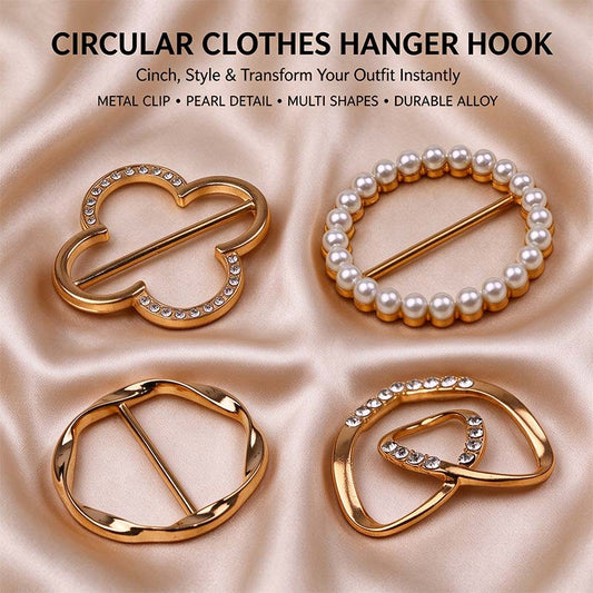 4 Counts Women's Fashion Metal Shirt Clips, Shape-Including Round and Heart Designs 👔