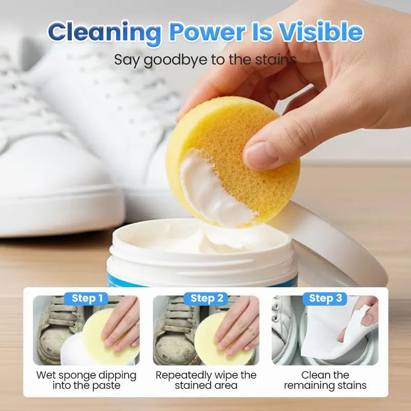 🔥 Limited-Time 49% OFF👟White Shoe Cleaning Cream | Waterless Stain Remover with Sponge - image 7