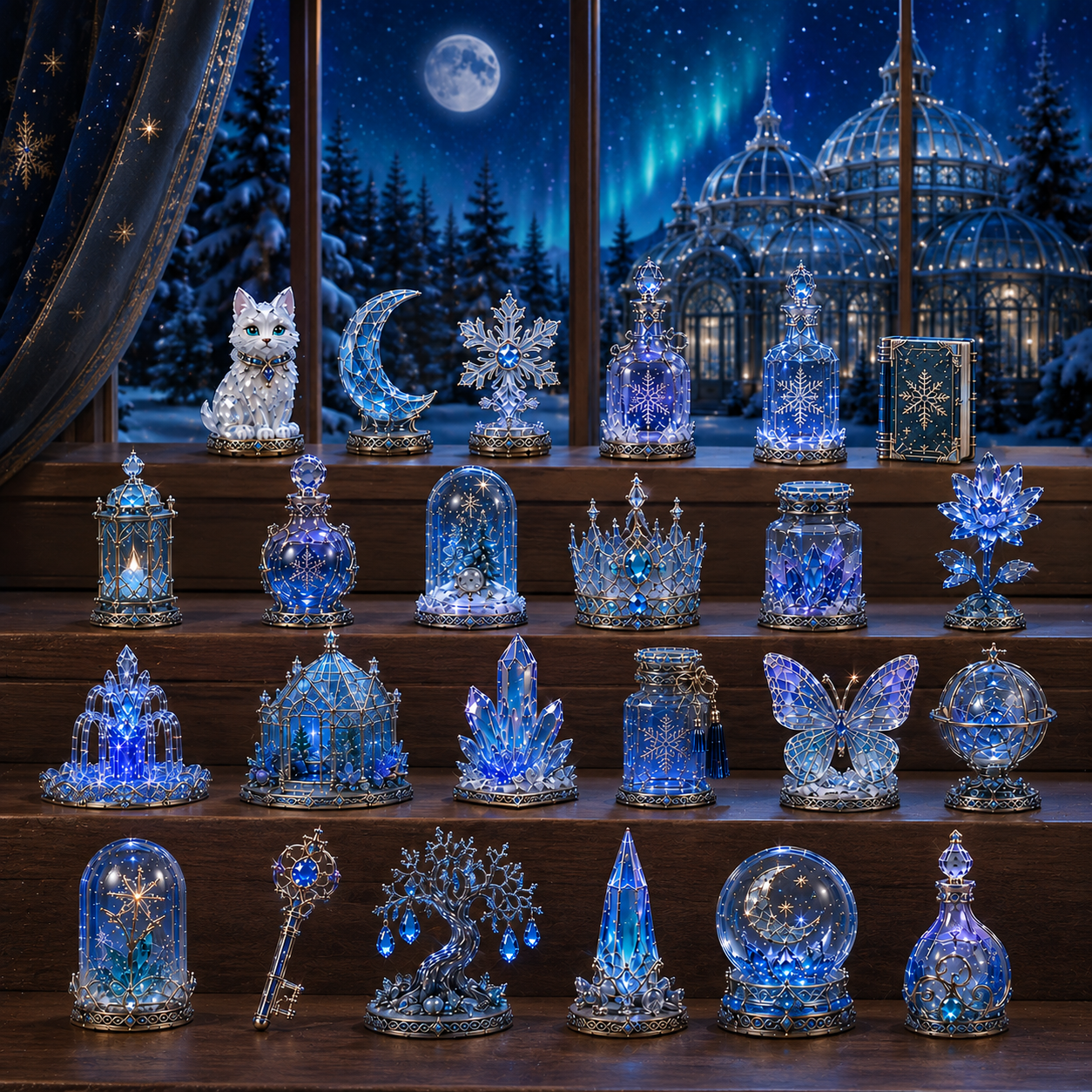 Moonlit Crystal Conservatory 2026 – 24-Day Crystal Miniature Countdown Calendar | Enchanted Winter Collectible Gift Set
