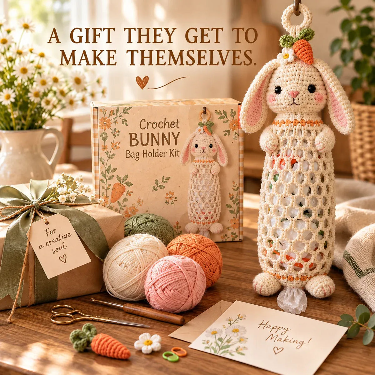 🔥LAST DAY 49% OFF – 🌼 Cottage Harvest KeepersTM — Crochet Animal Bag Holder DIY Kit | 11 Adorable Designs