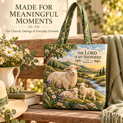🐑 Psalm 23 Quilt-Inspired Tote Bag