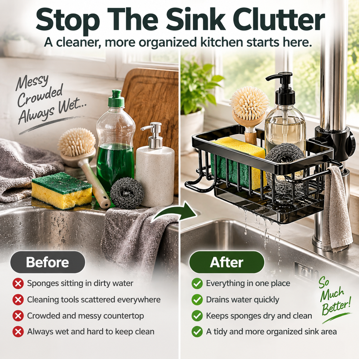 ✨ Faucet Sink Organizer Rack – Keep Your Kitchen Sink Clean & Clutter-Free - image 4