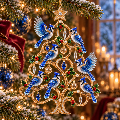 Jeweled Songbird Christmas Tree Ornament Collection – 4 Collectible Crystal-Style Designs