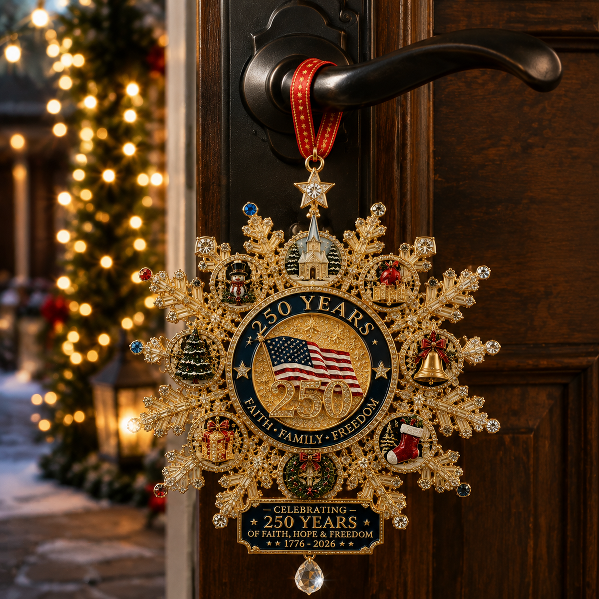 ✨Patriotic-Themed Limited Edition — Glistening Gold Christmas Commemorative Snowflake Ornament