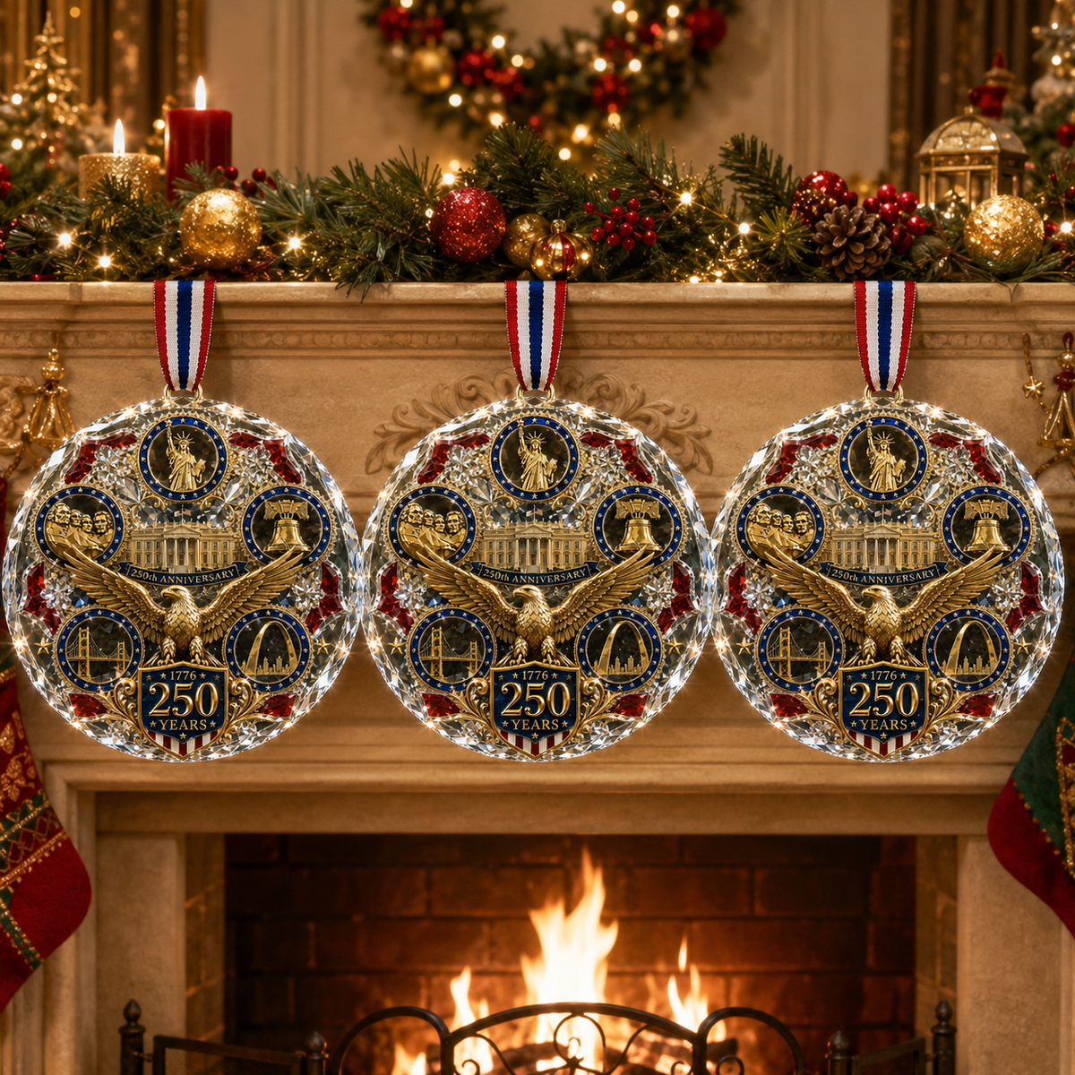 250th Anniversary American Heritage Christmas Ornament – Patriotic 250 Years of Freedom Keepsake for 2026