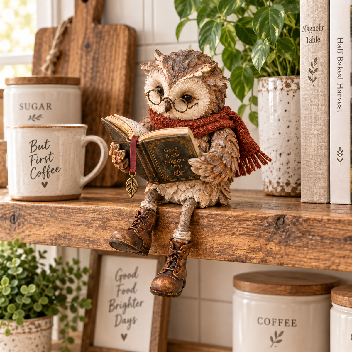 Reading Owl Figurine - image 1