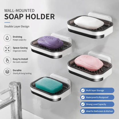 Wall Mounted Double-Layer Soap Bar Holder with Drainage Holes🧼 - image 2