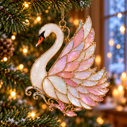 🎄 2026 Christmas Swan Ornaments – Set of 6 Elegant Holiday Keepsakes