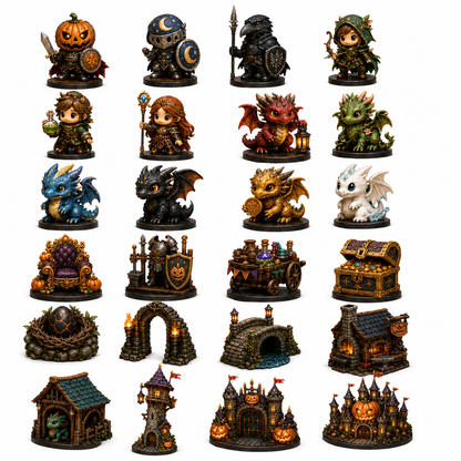 🎃 24-Day Halloween Advent Calendar – 24 Nights of Pumpkin Knights, Cute Dragons & Magical Kingdom Surprises