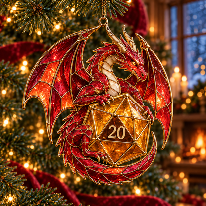 Enchanted Realms – 6-Piece Vintage Stained Glass-Style Fantasy Christmas Ornament Set