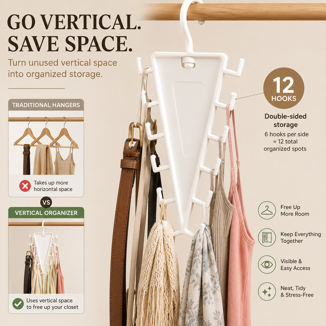 👚 12-Hook Rotating Closet Organizer – Save Space & Keep Accessories Organized - image 3