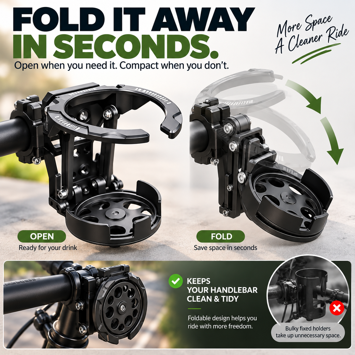 🚴 Foldable 360° Rotating Bike Cup Holder – Adjustable Space-Saving Drink Mount - image 3
