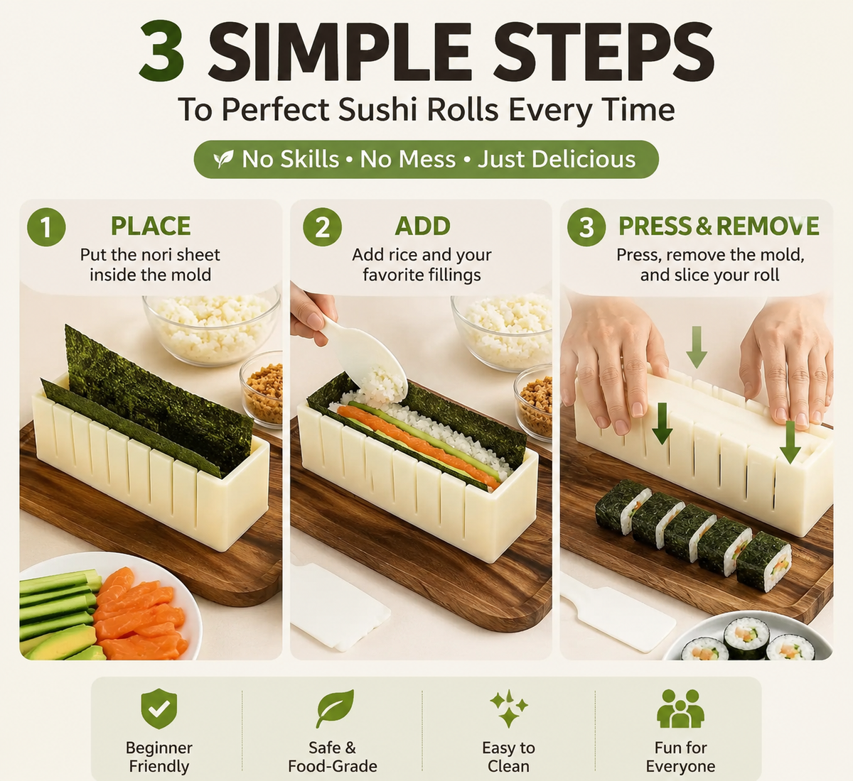 🍣 50% OFF Sushi Maker Mold – Perfect Homemade Rolls Made Easy - image 3