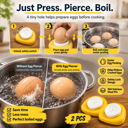 🥚 2PCS Egg Piercer for Perfect Boiled Eggs – Easy Peel Egg Tool with Safety Lock & 304 Stainless Steel Pin - image 3
