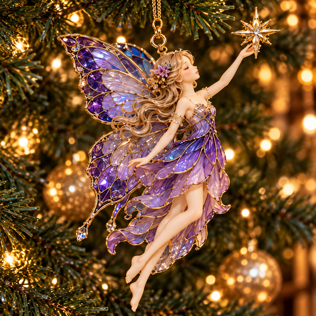 ✨ 2026 Enchanted Stained Glass Fairy Christmas Ornaments – Set of 6