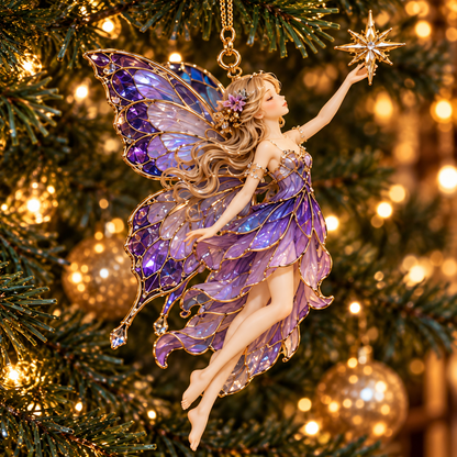 ✨ 2026 Enchanted Stained Glass Fairy Christmas Ornaments – Set of 6