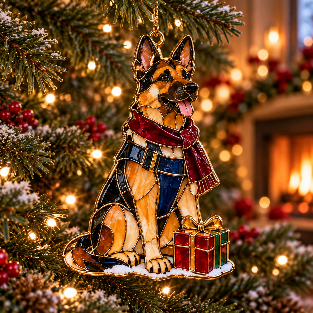 ✨ 2026 Police Christmas Ornaments – Set of 6 | Vintage Stained Glass Police Car, K9 Dog, Motorcycle & Badge Hanging Decorations | Law Enforcement Christmas Tree Ornaments & Gifts for Police Officers