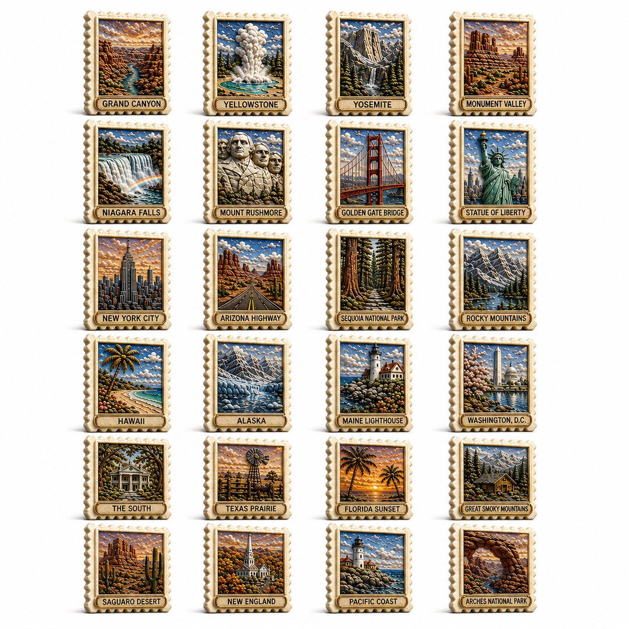 2026 24-Day Across America Advent Calendar – 24 Collectible Scenic Stamp Miniatures Featuring Iconic U.S. Landmarks, A Unique Christmas Gift for Travel Lovers & Collectors