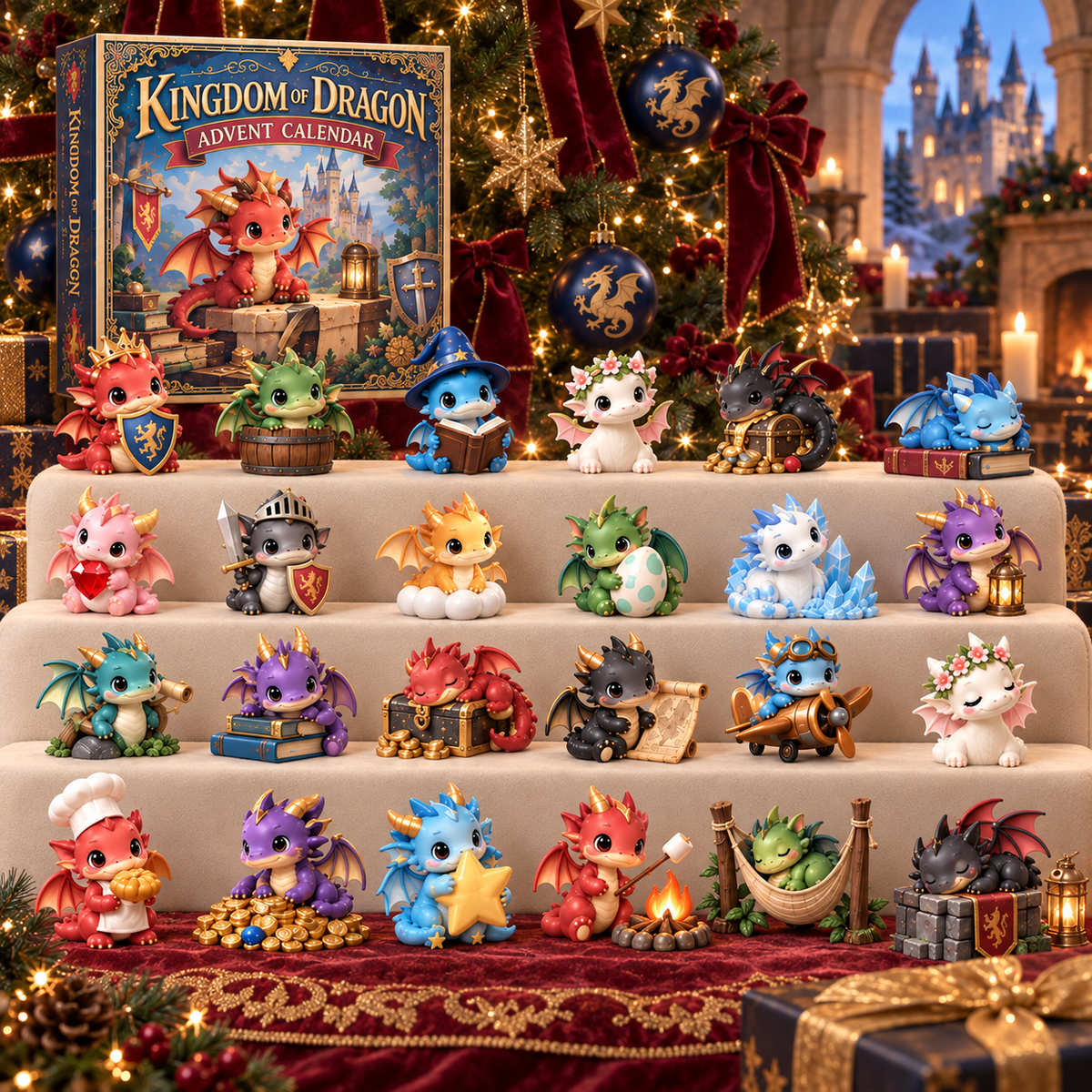 2026 Kingdom of Dragons Advent Calendar – 24 Unique Collectible Dragon Figurines for a Magical Christmas Countdown