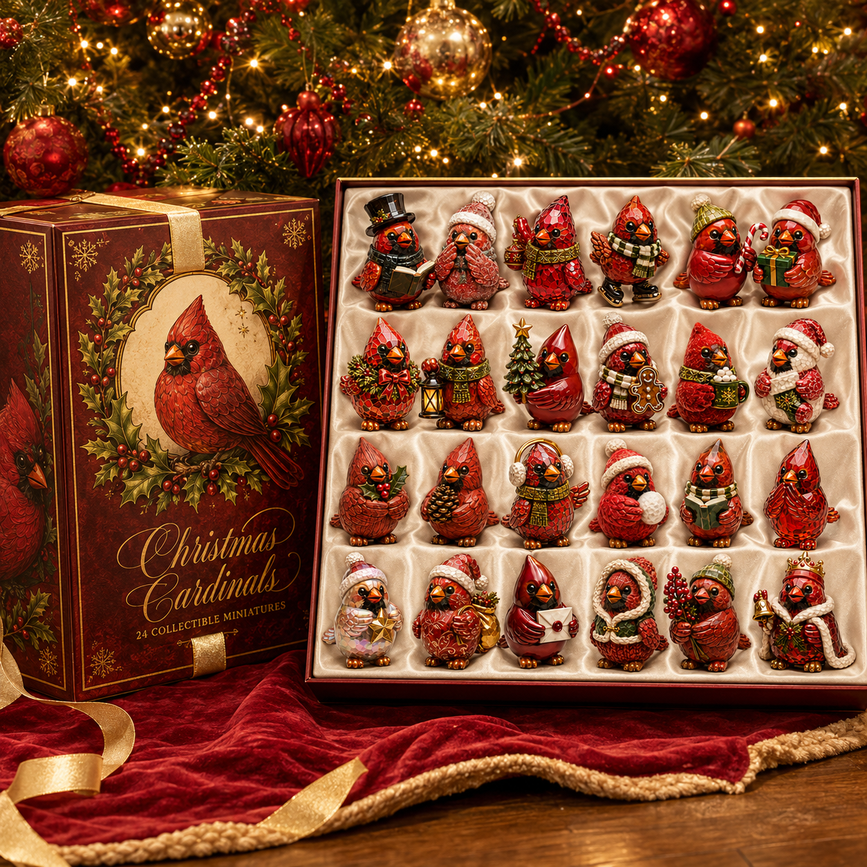 🔥Last 50 pcs✨⏰Last day 50% off🔥✨24-Day Advent Calendar - cardinal Christmas ornaments