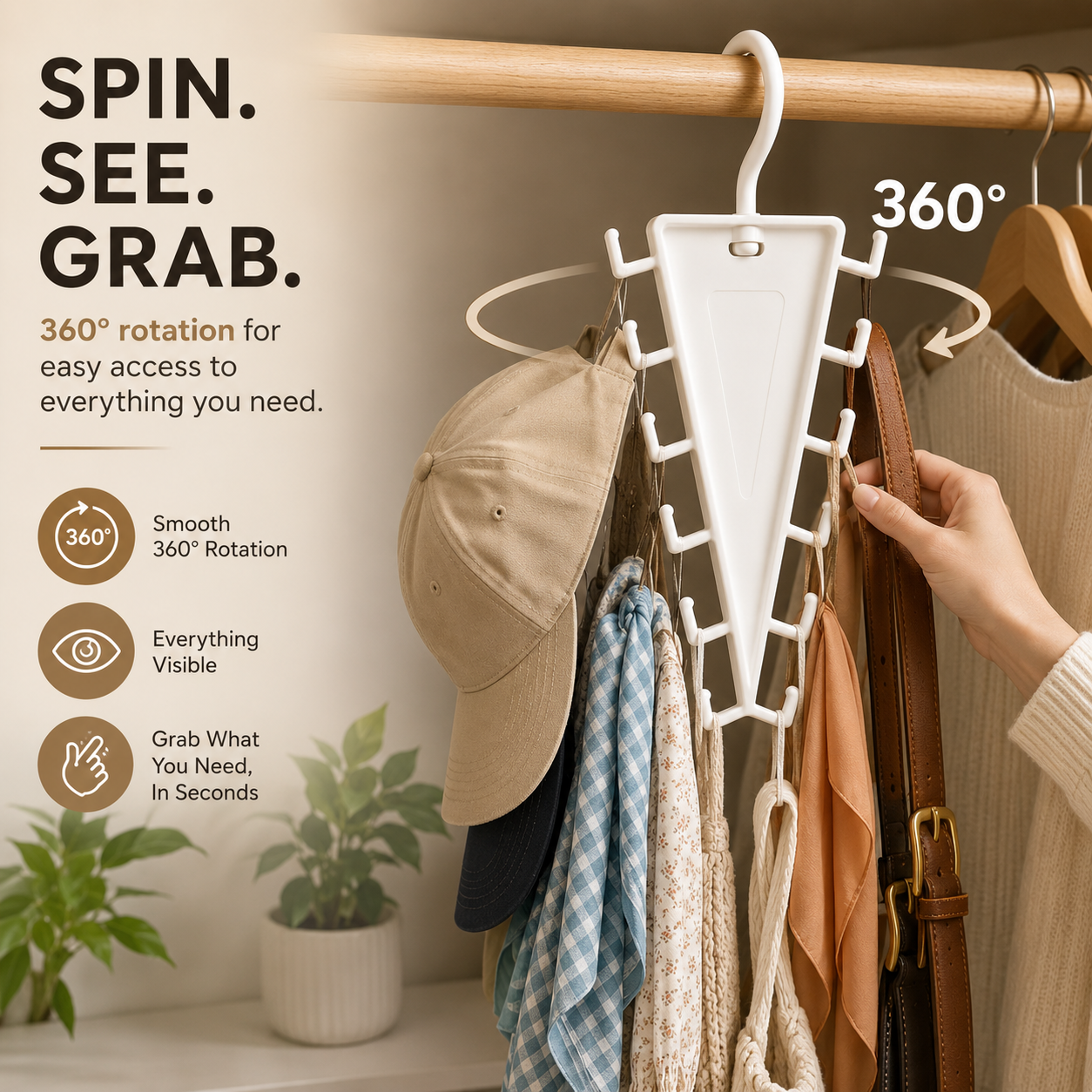 👚 12-Hook Rotating Closet Organizer – Save Space & Keep Accessories Organized - image 4