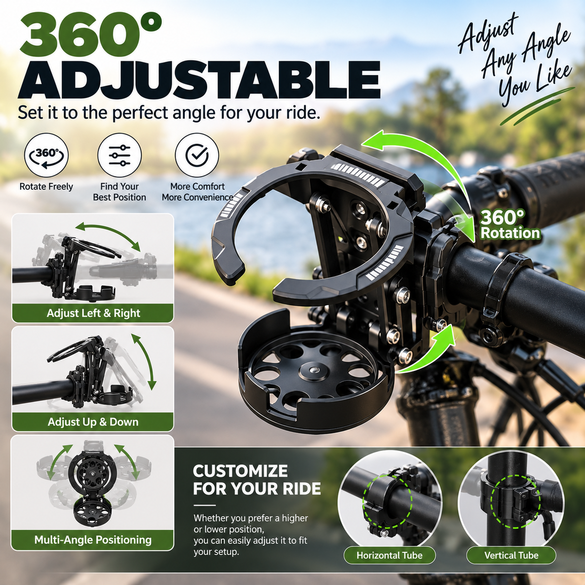🚴 Foldable 360° Rotating Bike Cup Holder – Adjustable Space-Saving Drink Mount - image 4