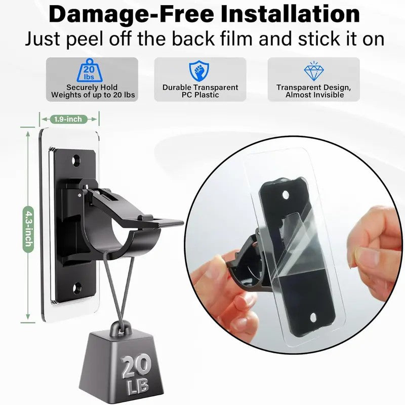 2-Pack No-Drill Curtain Rod Brackets, Self-Adhesive Multifunctional Acrylic Gel Rod Holder Hooks 🏠