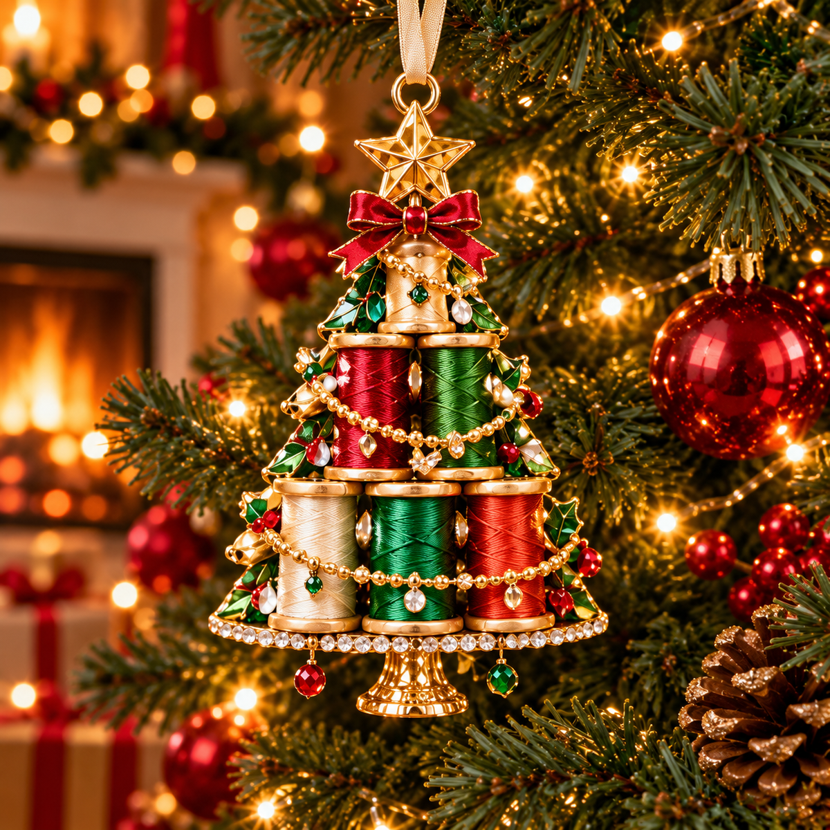 Vintage Sewing Christmas Ornaments – 6-Piece Elegant Holiday Keepsake Collection | Perfect Christmas Gifts for Sewing Lovers & Quilters 🎄🧵