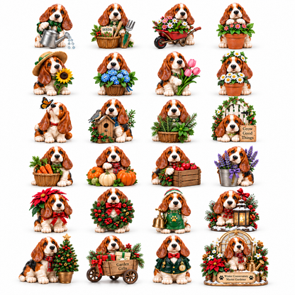 24 Days of Garden Joy — Basset Hound Christmas Garden Club Advent Calendar 2026