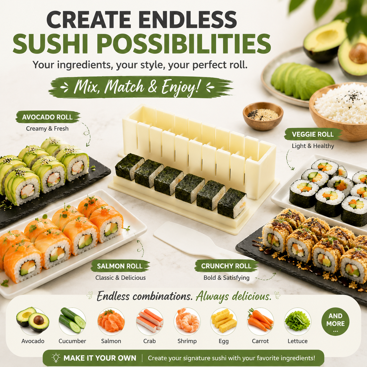 🍣 50% OFF Sushi Maker Mold – Perfect Homemade Rolls Made Easy - image 5