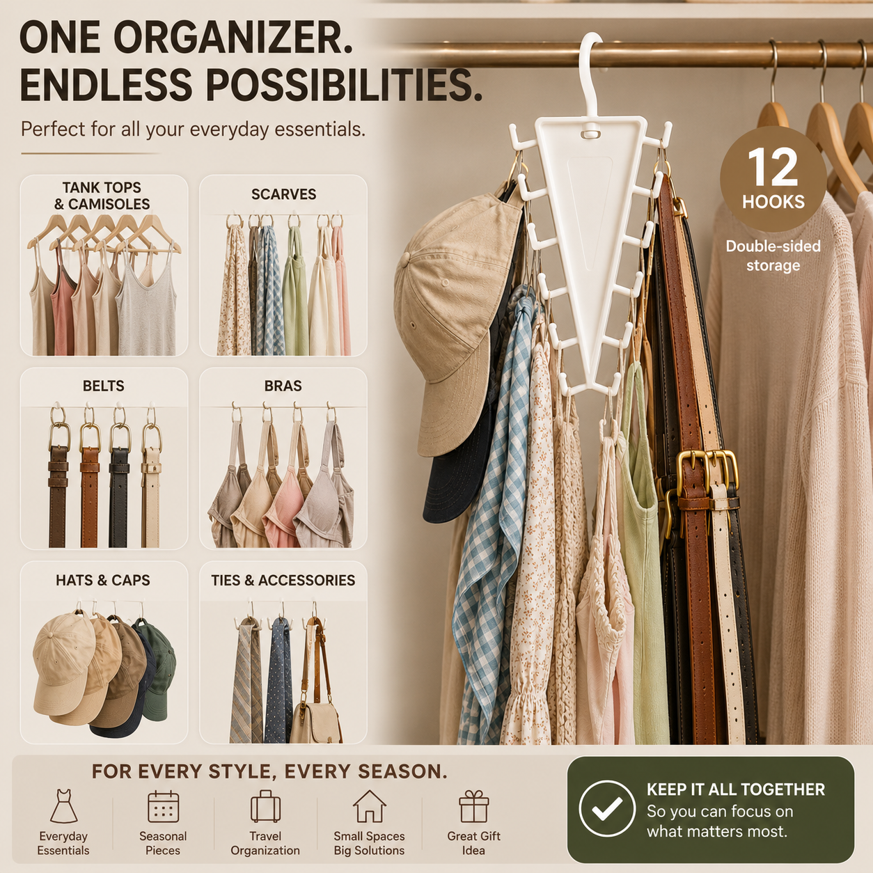 👚 12-Hook Rotating Closet Organizer – Save Space & Keep Accessories Organized - image 5