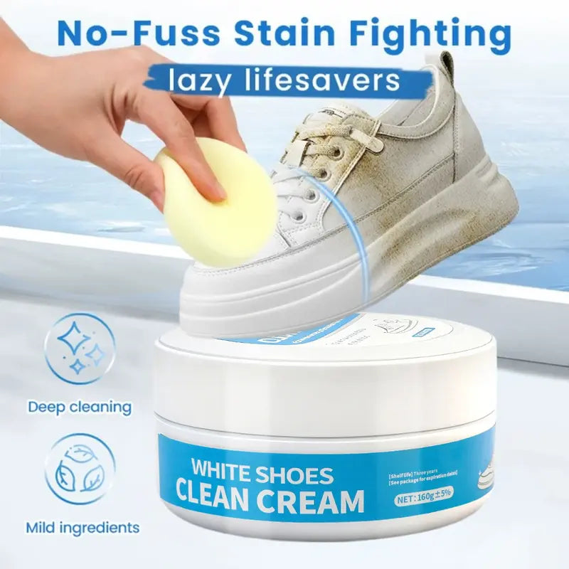 🔥 Limited-Time 49% OFF👟White Shoe Cleaning Cream | Waterless Stain Remover with Sponge - image 4