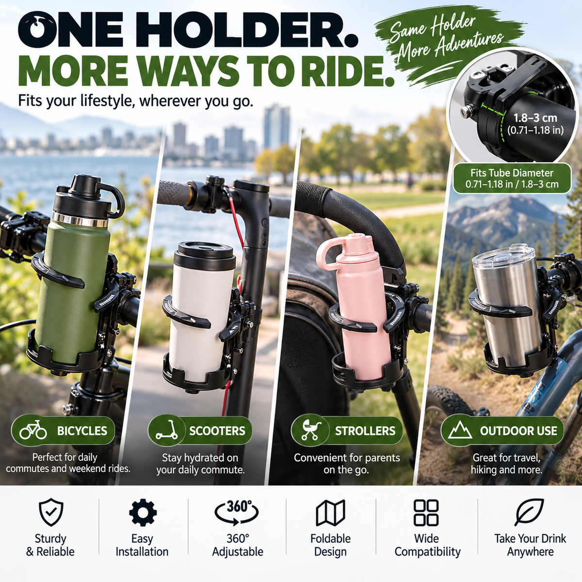 🚴 Foldable 360° Rotating Bike Cup Holder – Adjustable Space-Saving Drink Mount - image 5