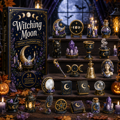 Witching Moon Advent Calendar 2026 – 24 Days of Celestial Miniatures, Mystical Moon Collectibles & Magical Gifts for Witchy Decor Lovers, Acrylic Charms Blind Box