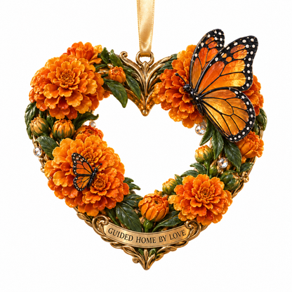 Día de Muertos Marigold Heart Ornaments –  “Forever in Our Hearts” Memorial Keepsake Collection