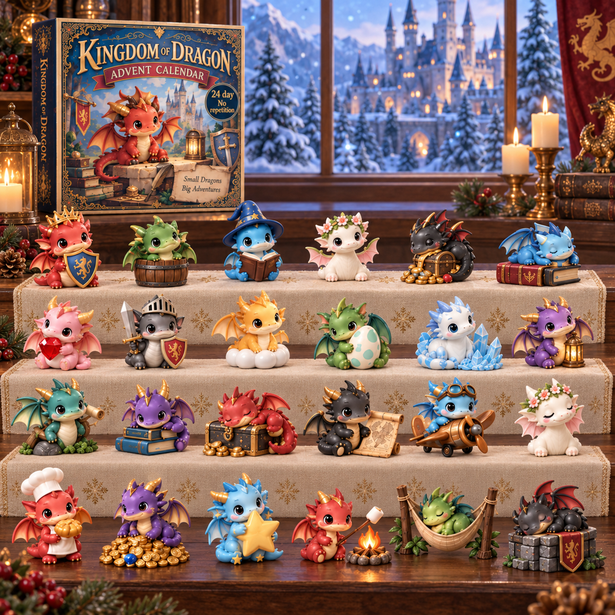 2026 Kingdom of Dragons Advent Calendar – 24 Unique Collectible Dragon Figurines for a Magical Christmas Countdown