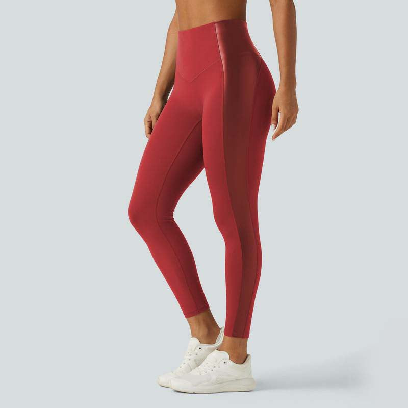 High Waisted Stretchy PU Tummy Control Yoga Leggings with Pocket 🖤✨