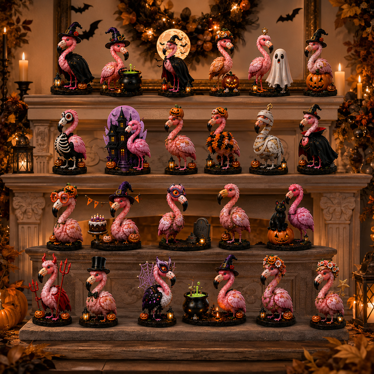 ✨24-Day Christmas Countdown Advent Calendar –Halloween Flamingo Ornament