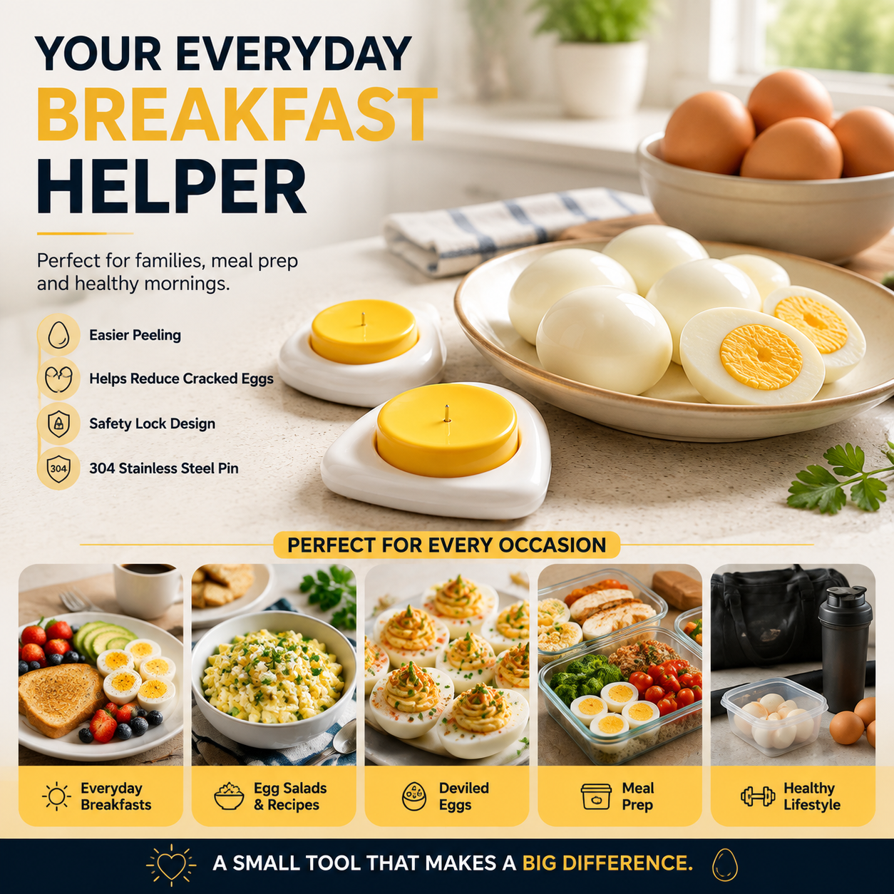 🥚 2PCS Egg Piercer for Perfect Boiled Eggs – Easy Peel Egg Tool with Safety Lock & 304 Stainless Steel Pin - image 6