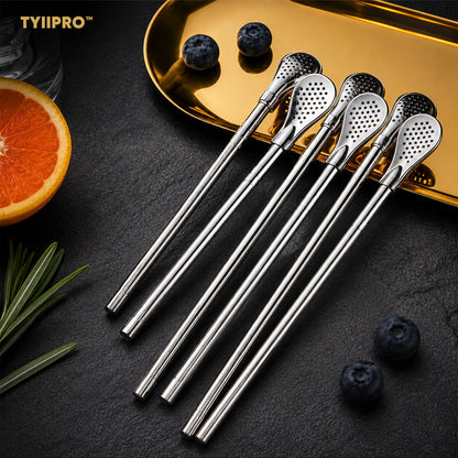 3-Count Stainless Steel Straw-Spoon, Multifunctional Filtered Strainer Scoop for Yerba Mate Tea, Fruit, Beverage, Coffee🥤 - image 12