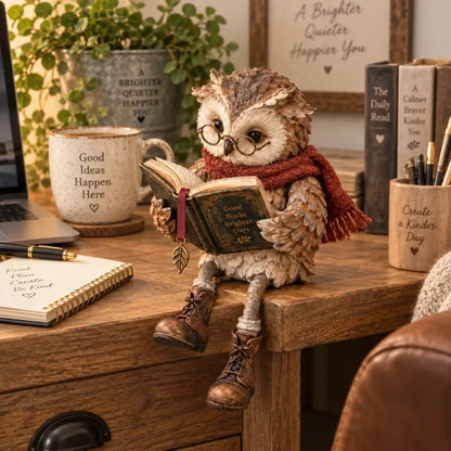 Reading Owl Figurine - image 2