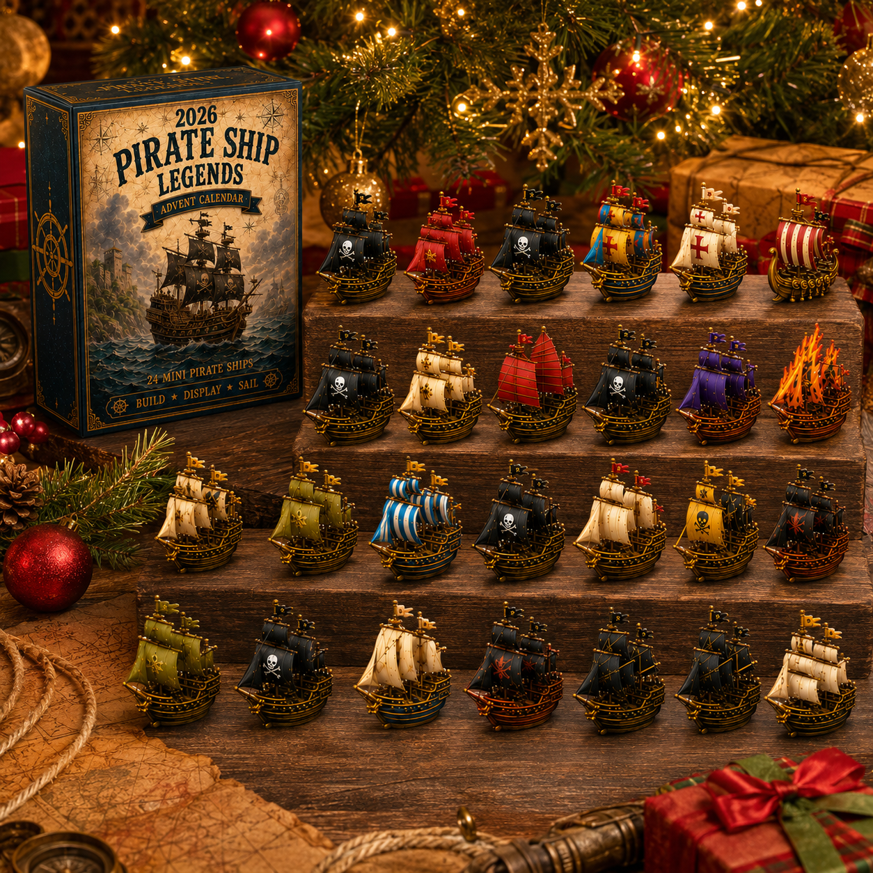 ⚓Pirate Ship Legends Advent Calendar 2026 – 24 Days of High Seas Adventure, Collector-Grade Miniature Ships, Acrylic Charms Blind Box