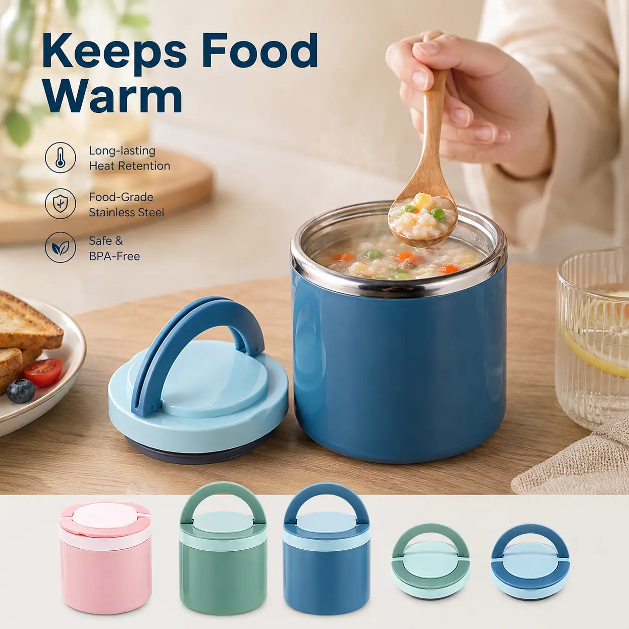 Stainless Steel Bento Style Boxed Lunch Box with Handle🍱 - image 3