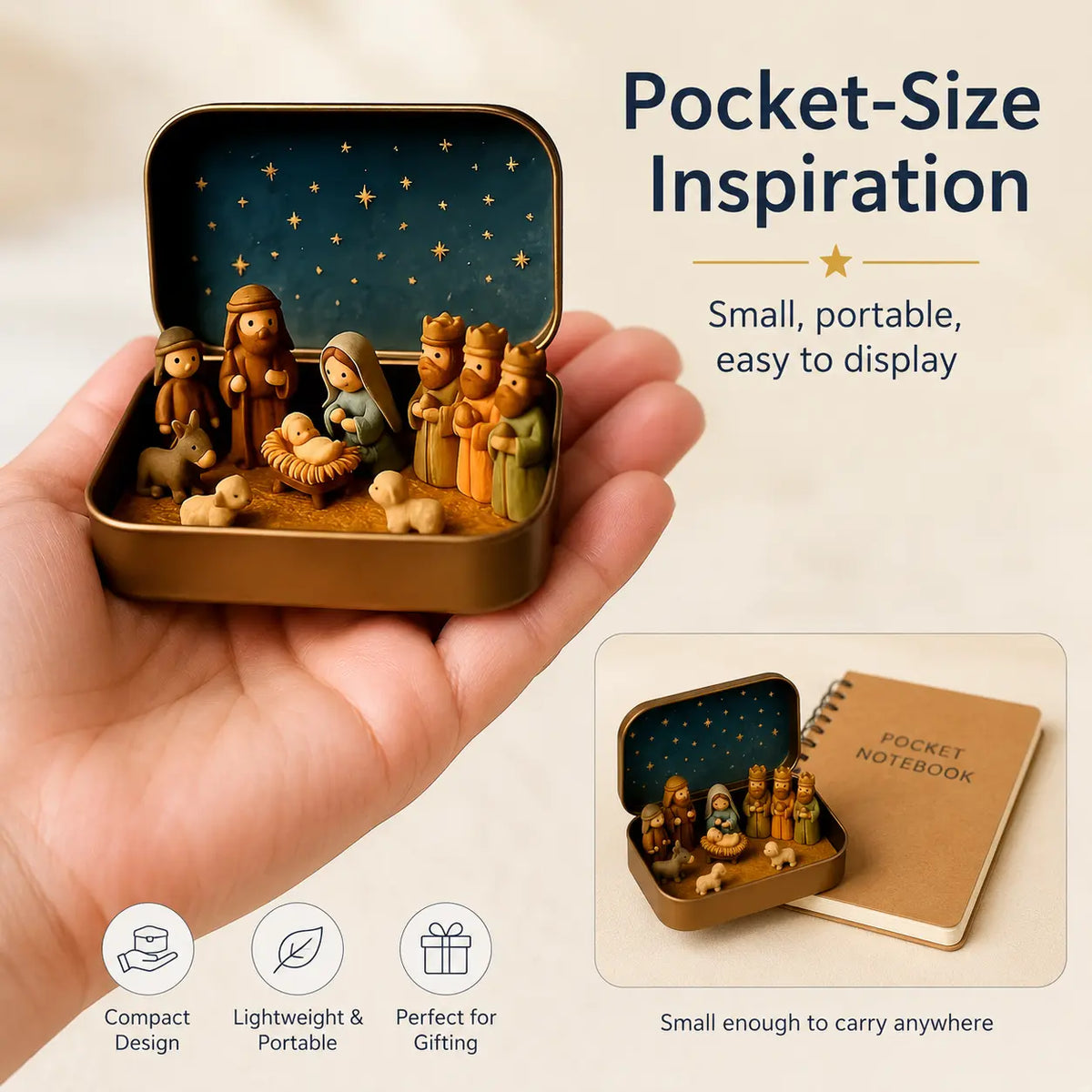 Religious Pocket-Size Mini Nativity Scene Set with Storage Box⛪ - image 6